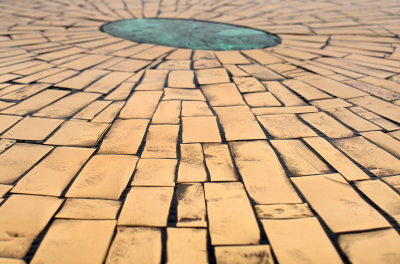 Stan Usel Console in mosaic brass and malachite by Stan Usel