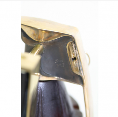 Stan Usel Pair of Sconces grenade by Stan Usel in solid bronze and red glass paste