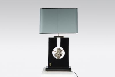 Stan Usel Pair of Table Lamps Black Resin and Pyrite by Stan Usel