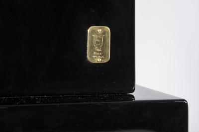 Stan Usel Pair of Table Lamps Black Resin and Pyrite by Stan Usel