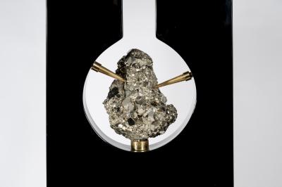 Stan Usel Pair of Table Lamps Black Resin and Pyrite by Stan Usel