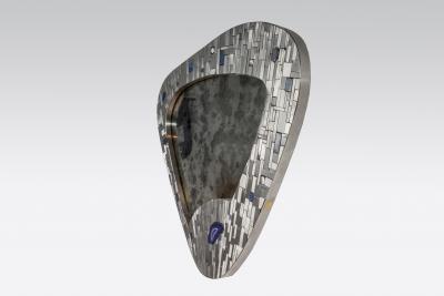 Stan Usel Pair of mirrors mosaic stainless steel and agates by Stan Usel