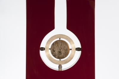 Stan Usel Pair of table lamps in burgundy resin and bronze tribute to Georges Mathieu