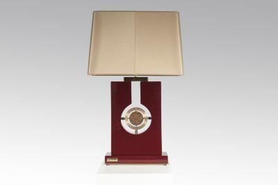 Stan Usel Pair of table lamps in burgundy resin and bronze tribute to Georges Mathieu