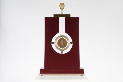 Stan Usel Pair of table lamps in burgundy resin and bronze tribute to Georges Mathieu