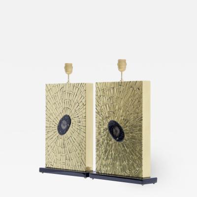 Stan Usel Pair of table lamps in mosaic brass by Stan Usel