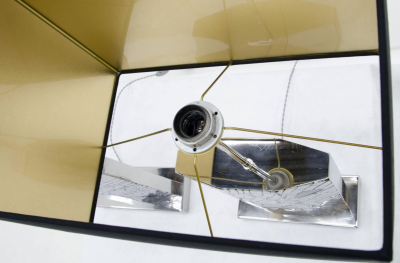 Stan Usel Pair of table lamps mosaic stainless steel inlaid Labradorite by Stan Usel 