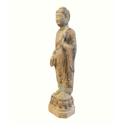 Standing Buddha on lotus pedestal