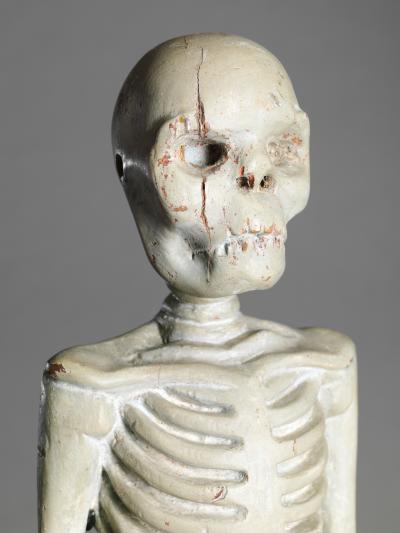 Standing Human Skeleton Sculptured in Wood