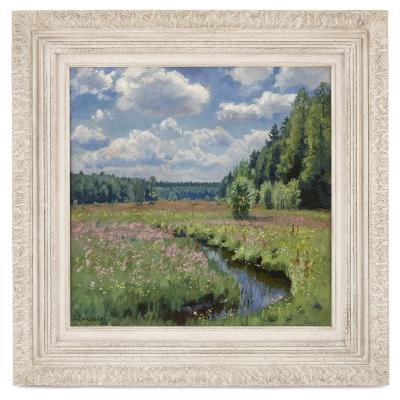 Stanislav Yulianovich Zhukovsky Russian Impressionist painting of a meadow by Zhukovsky