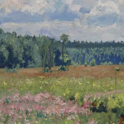 Stanislav Yulianovich Zhukovsky Russian Impressionist painting of a meadow by Zhukovsky