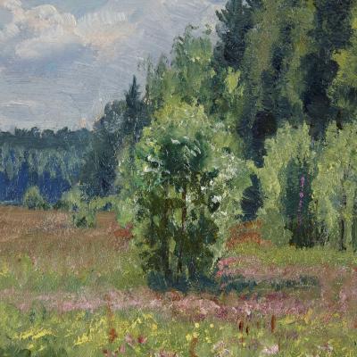 Stanislav Yulianovich Zhukovsky Russian Impressionist painting of a meadow by Zhukovsky