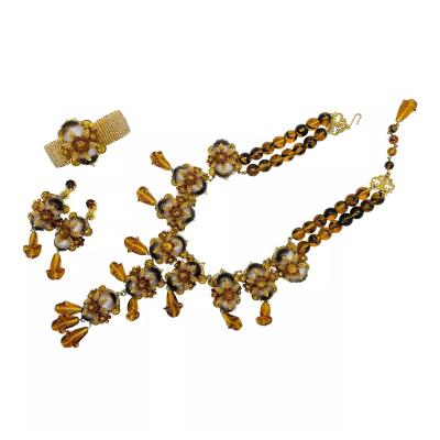 Stanley Hagler STANLEY HAGLER NYC Brass Tiger Eye Glass Drops Beaded Necklace Bracelet and Earr