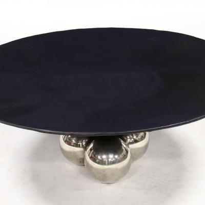 Stanley Jay Friedman Leather and Chrome Coffee Table by Stanley Jay Friedman