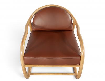 Stanley Jay Friedman Vintage 1970s Mid Century Modern Teak Cognac Leather Sculptural Lounge Chair