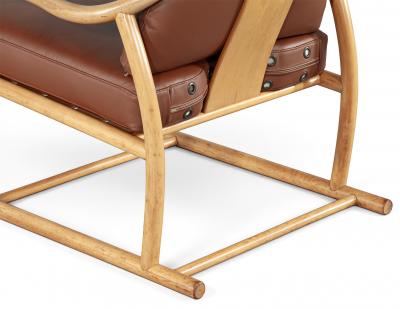 Stanley Jay Friedman Vintage 1970s Mid Century Modern Teak Cognac Leather Sculptural Lounge Chair
