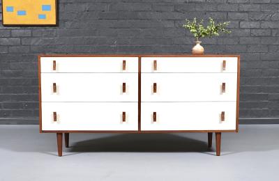 Stanley Young California Modern 6 Drawer Two Tone Lacquered Dresser by Stanley Young
