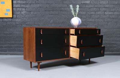Stanley Young California Modern Two Tone Black Lacquered Dresser by Stanley Young