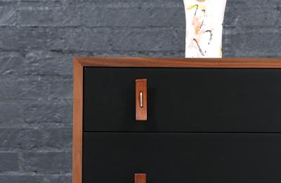 Stanley Young California Modern Two Tone Black Lacquered Dresser by Stanley Young