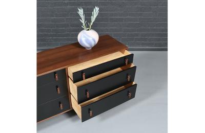 Stanley Young California Modern Two Tone Black Lacquered Dresser by Stanley Young