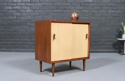 Stanley Young Stanley Young Walnut Grasscloth Credenza for Glenn of California