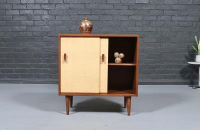 Stanley Young Stanley Young Walnut Grasscloth Credenza for Glenn of California