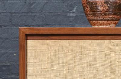 Stanley Young Stanley Young Walnut Grasscloth Credenza for Glenn of California