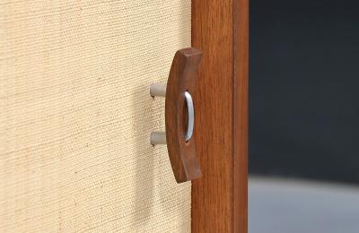 Stanley Young Stanley Young Walnut Grasscloth Credenza for Glenn of California