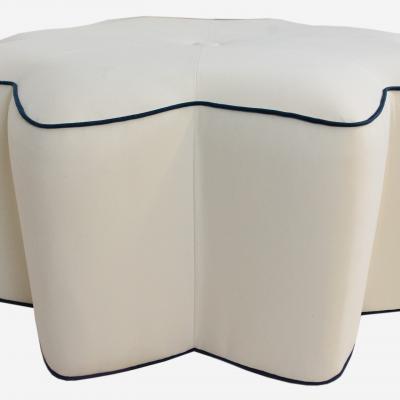 Star Ottoman in Ivory Velvet