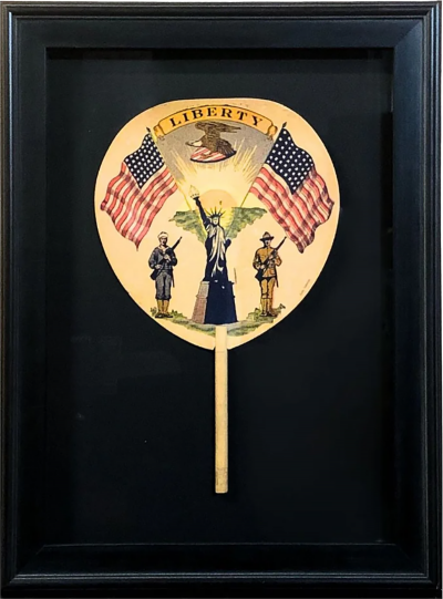 Statue of Liberty Patriotic Printed Paddle Fan Early 20th Century