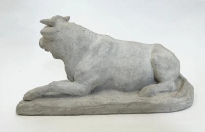 Statuette of a reclining cow studio plaster cast France circa 1880