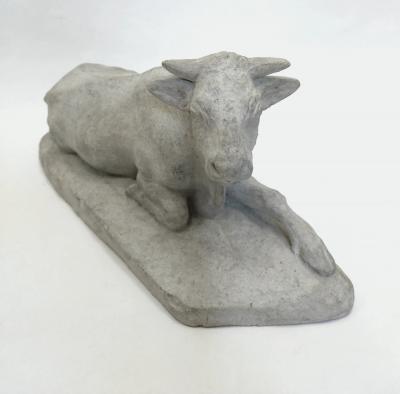 Statuette of a reclining cow studio plaster cast France circa 1880