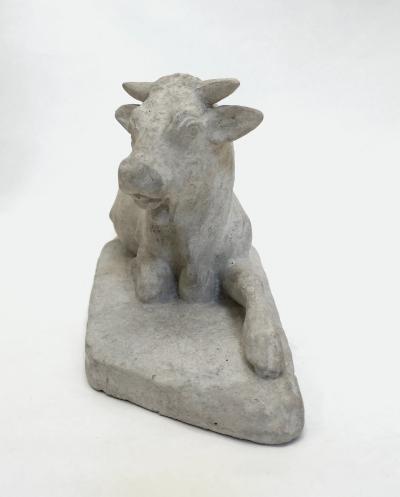 Statuette of a reclining cow studio plaster cast France circa 1880