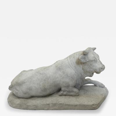 Statuette of a reclining cow studio plaster cast France circa 1880