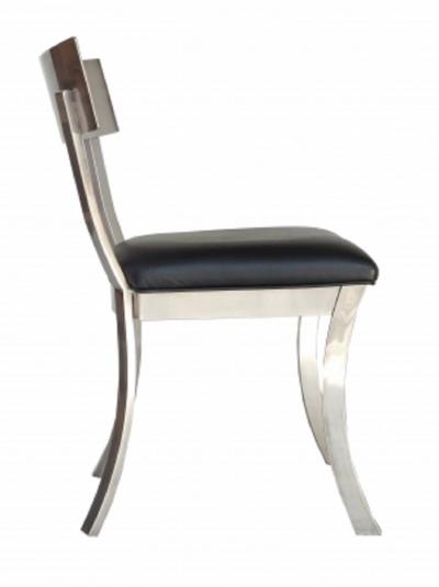 Steel And Black leather Klismos Style chairs