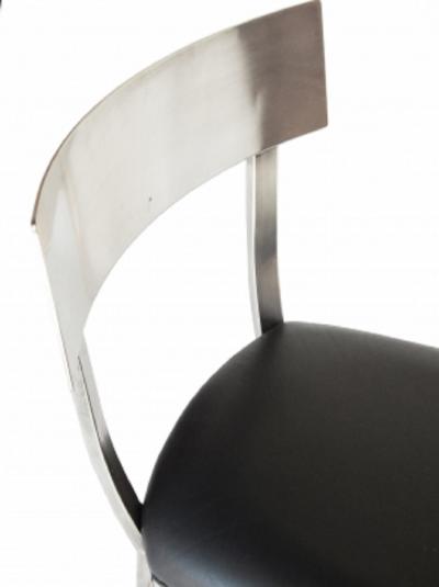 Steel And Black leather Klismos Style chairs