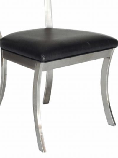 Steel And Black leather Klismos Style chairs