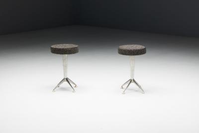 Steel Art Deco Bar Stools Belgium 1950s