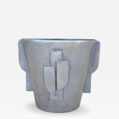 Steel Blue Enameled Plant Pot