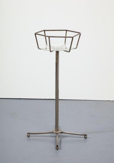 Steel Lucite and Nickel Ice Bucket Plant Stand