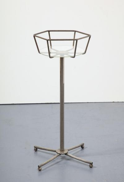 Steel Lucite and Nickel Ice Bucket Plant Stand