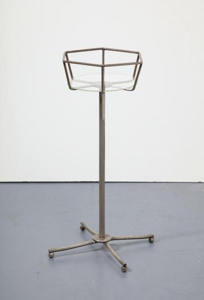 Steel Lucite and Nickel Ice Bucket Plant Stand