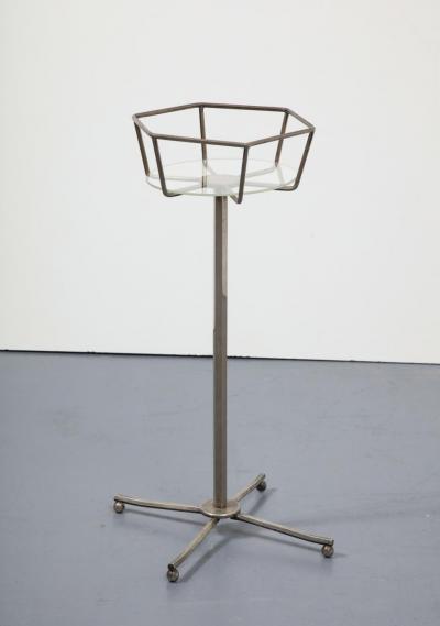 Steel Lucite and Nickel Ice Bucket Plant Stand