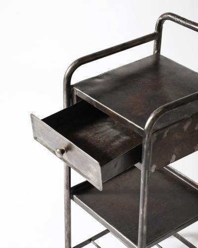 Steel Side End Table with Shelf France c 1950