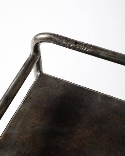 Steel Side End Table with Shelf France c 1950