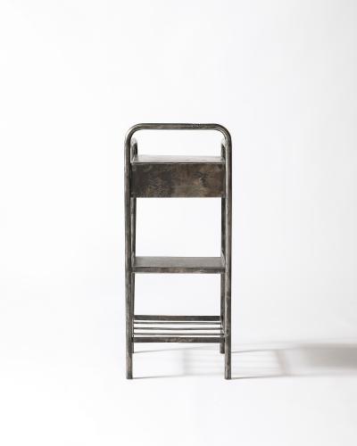 Steel Side End Table with Shelf France c 1950