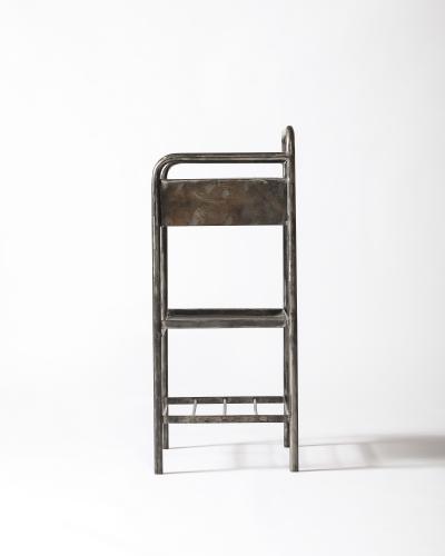 Steel Side End Table with Shelf France c 1950