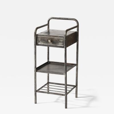 Steel Side End Table with Shelf France c 1950