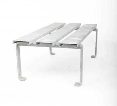 Steel Slatted Industrial Bench 20th C