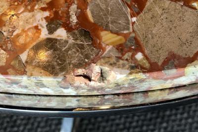 Steel and Bronze Jansen Claw Foot Bouilliotte or End Table with a Marble Top